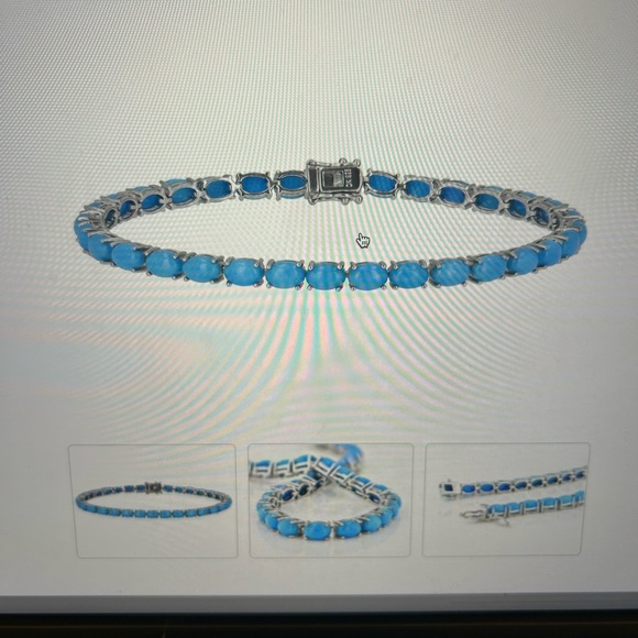 Sleeping Beauty Turquoise Rhodium Over Sterling Silver Tennis Bracelet - 8in - Picture 5 of 15